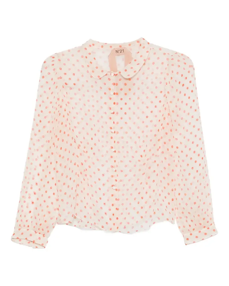 N° 21 polka-dot sheer top - Nude Nude