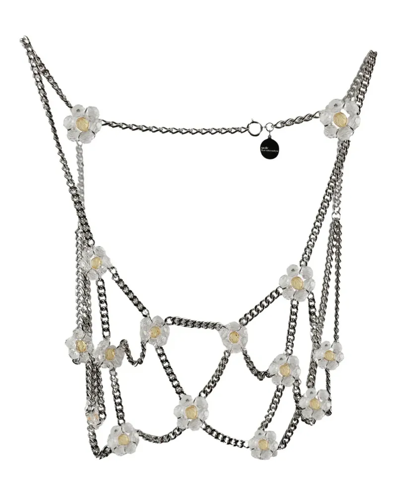 Noir Kei Ninomiya flower-embellished chain top - Silber Silber