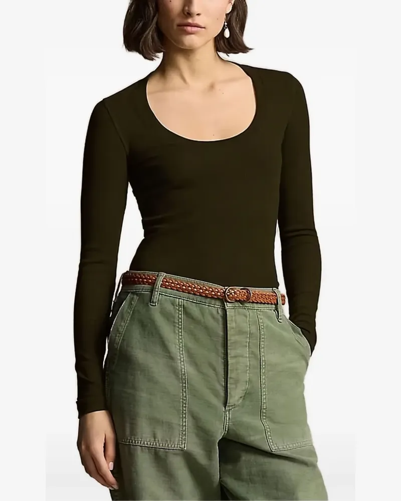 Ralph Lauren Langarmshirt mit U-Ausschnitt - Grün Grün