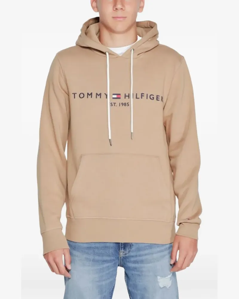 Tommy Hilfiger logo-print hoodie - Nude Nude