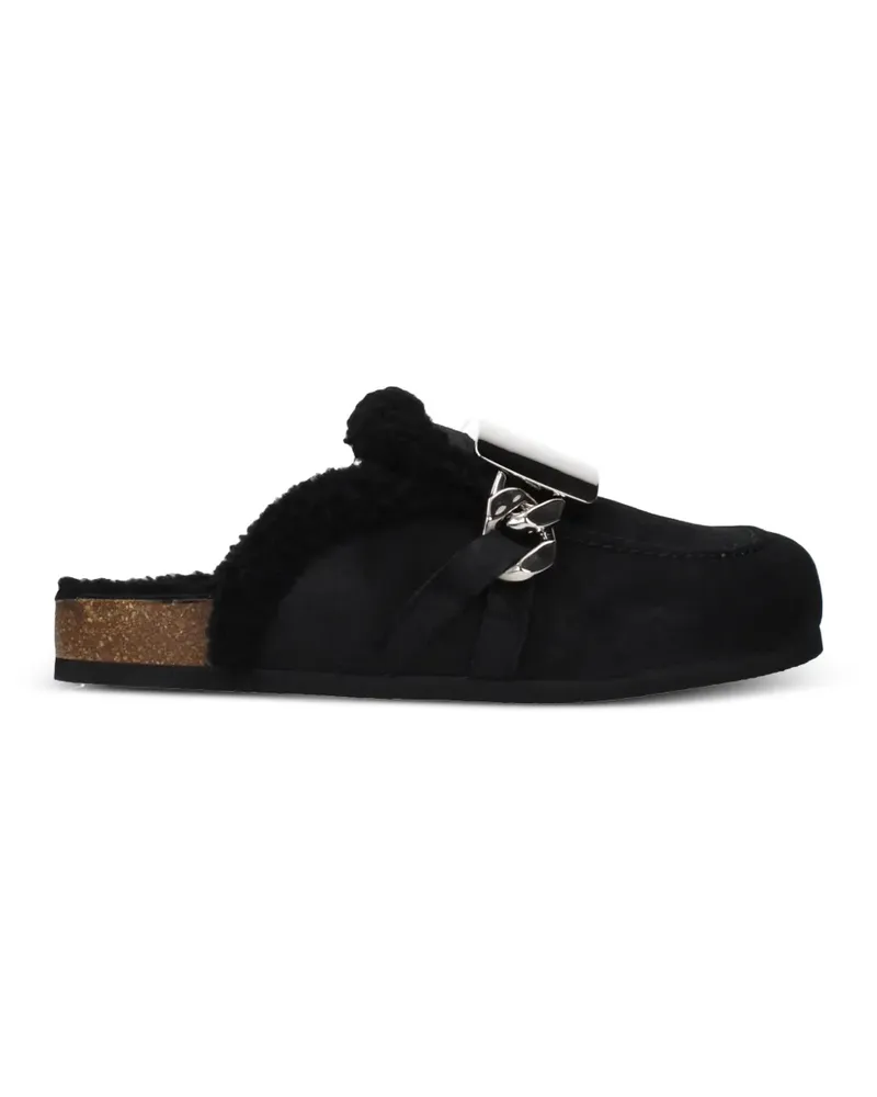 J.W.Anderson Oversized-Mules mit Shearling - Schwarz Schwarz