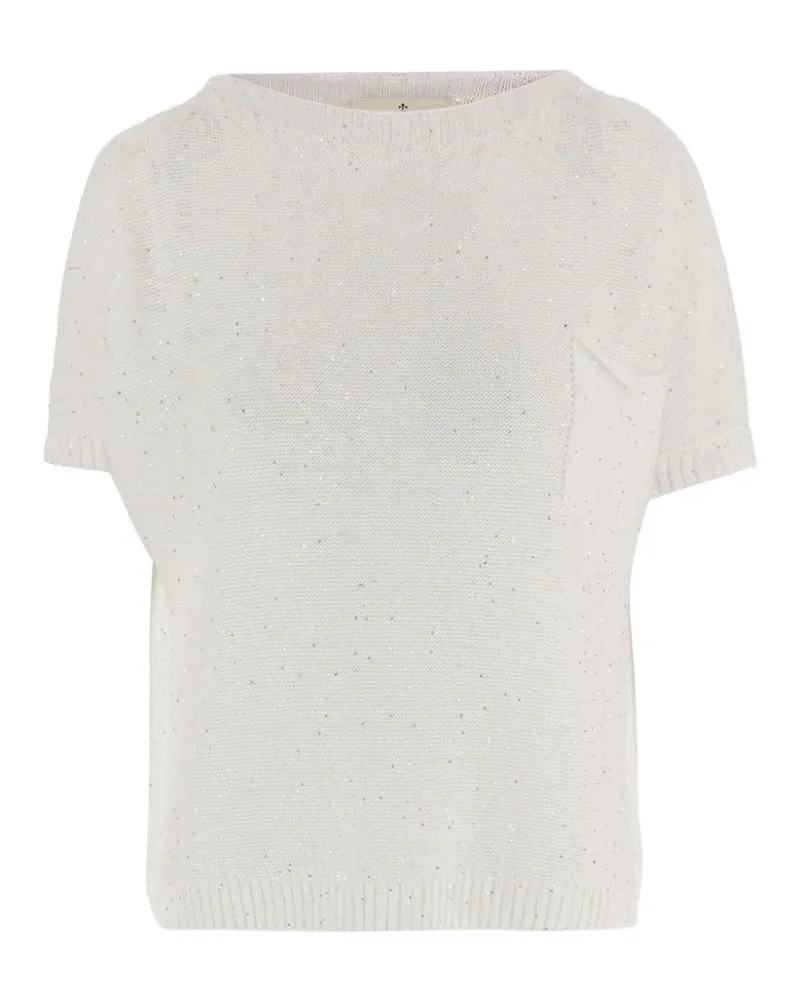 Bruno Manetti Pullover mit Pailletten - Weiß Weiß