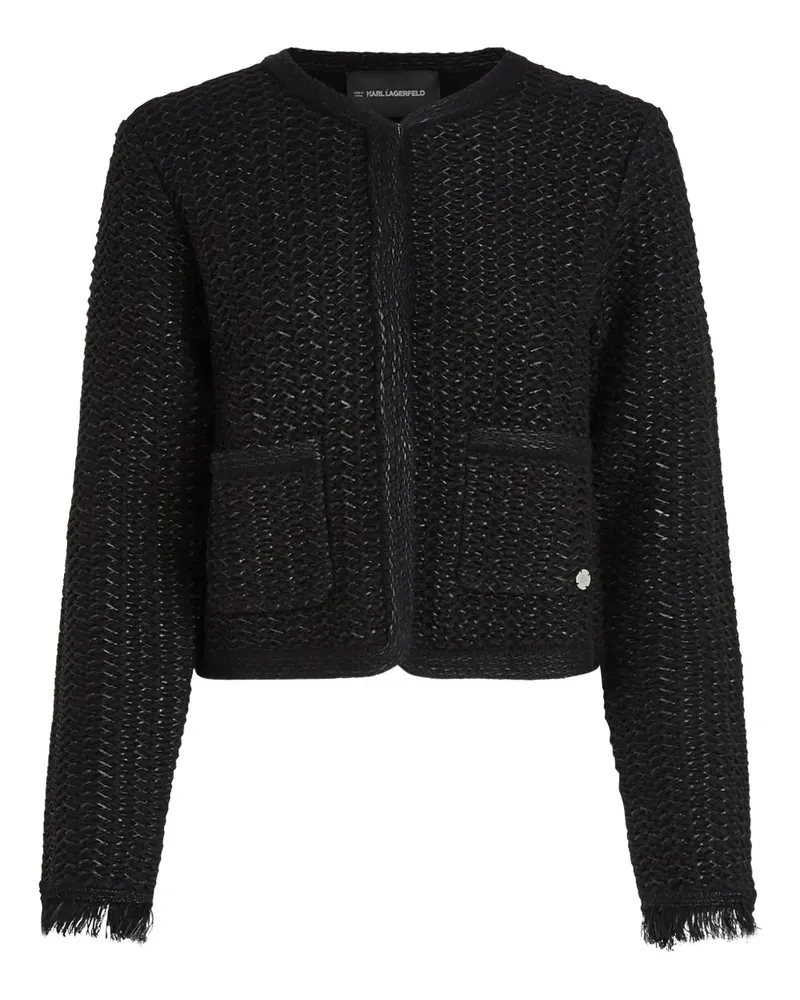 Karl Lagerfeld Ausgefranste Tweed-Jacke - Schwarz Schwarz