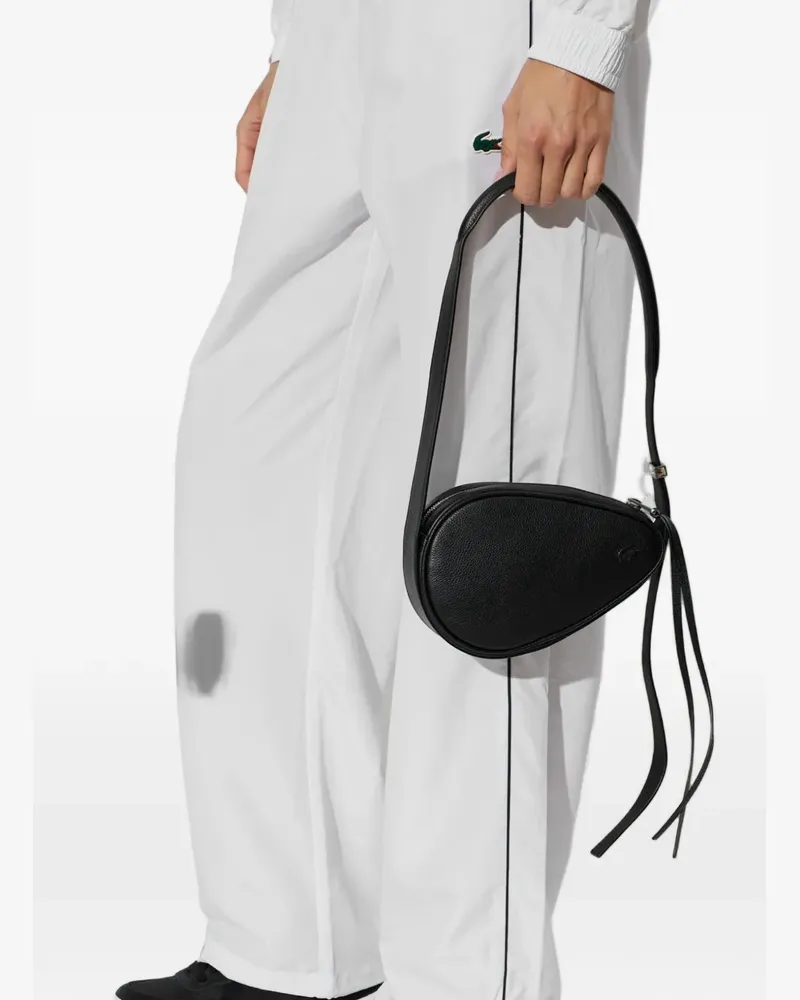Lacoste mini Smash Court Racket leather shoulder bag - Schwarz Schwarz