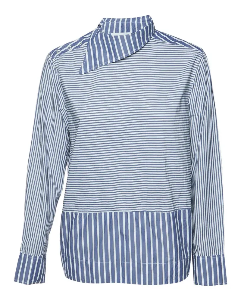 Ganni striped asymmetric top - Blau Blau