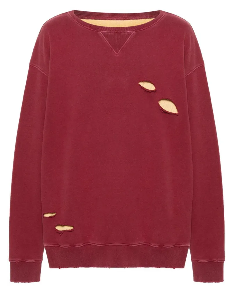 Maison Margiela Layering-Sweatshirt in Distressed-Optik Rot