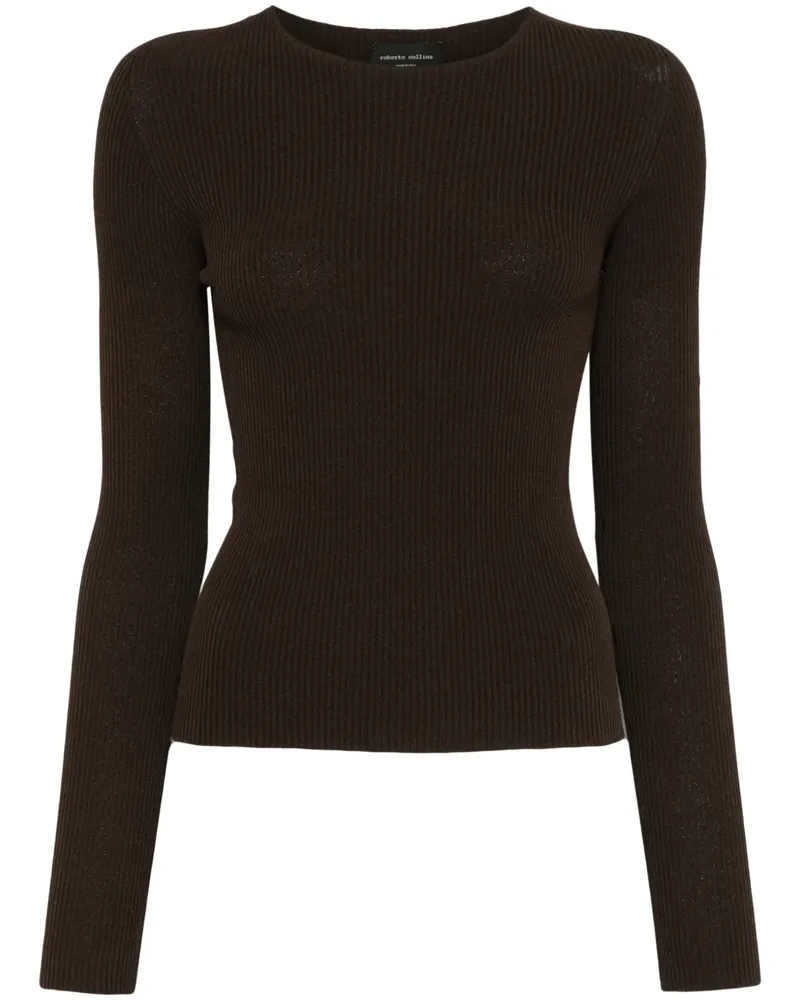 Roberto Collina Fein geripptes Oberteil - Braun Braun