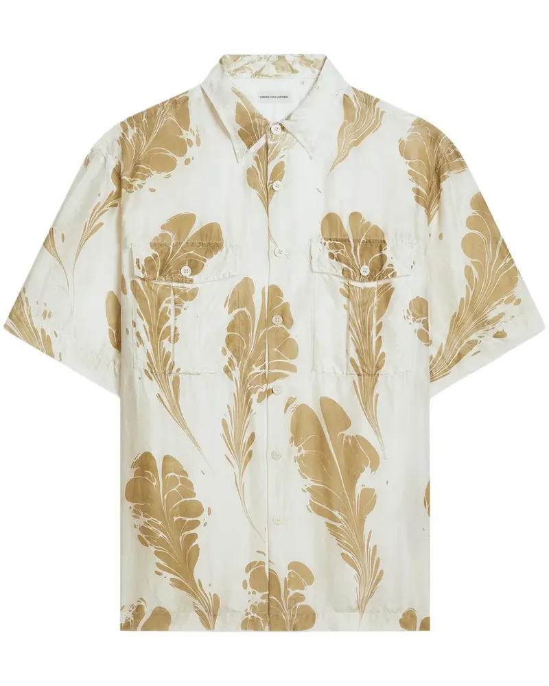 Dries van Noten Seidenhemd mit Print - Gelb Gelb
