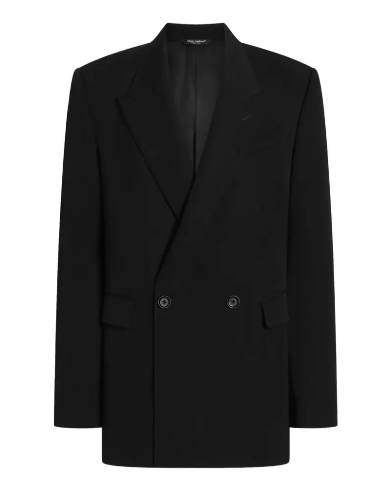 Dolce & Gabbana Doppelreihige Jacke aus Woll-Gabardine - Schwarz Schwarz