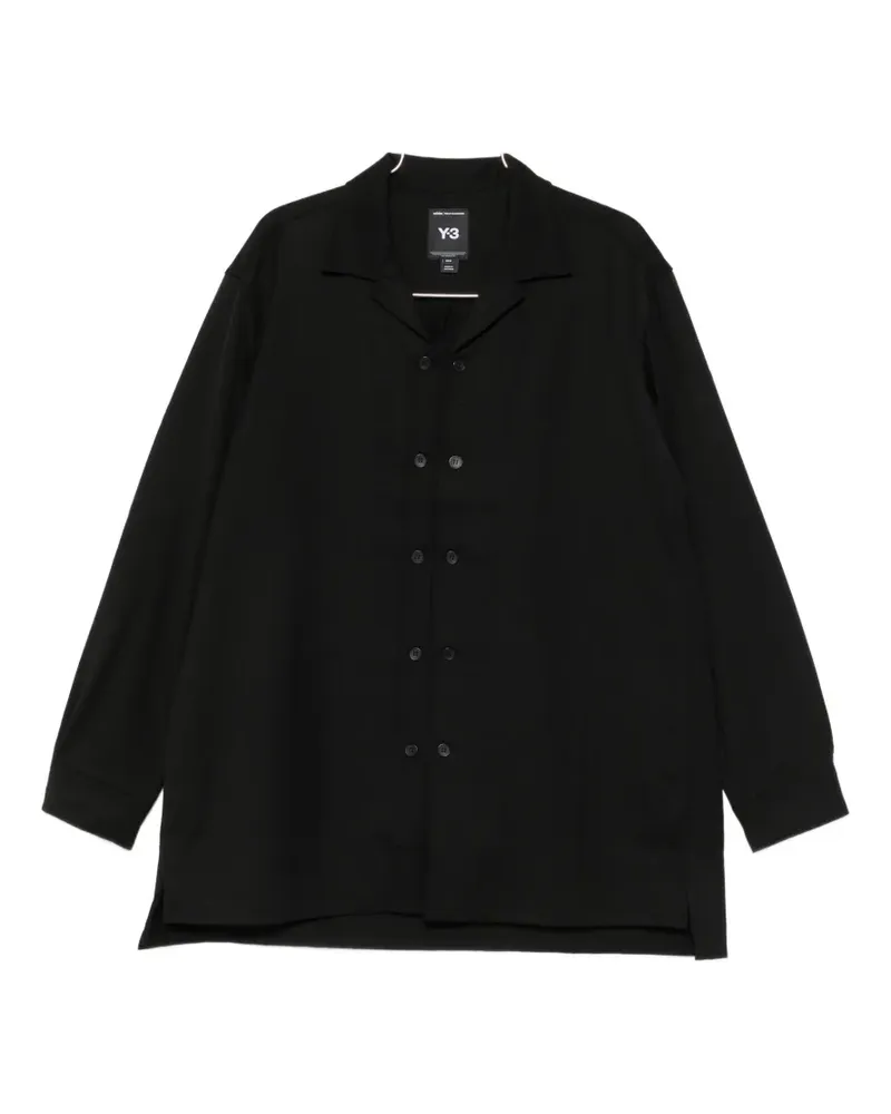 Y-3 double-breasted notched-collar shirt - Schwarz Schwarz