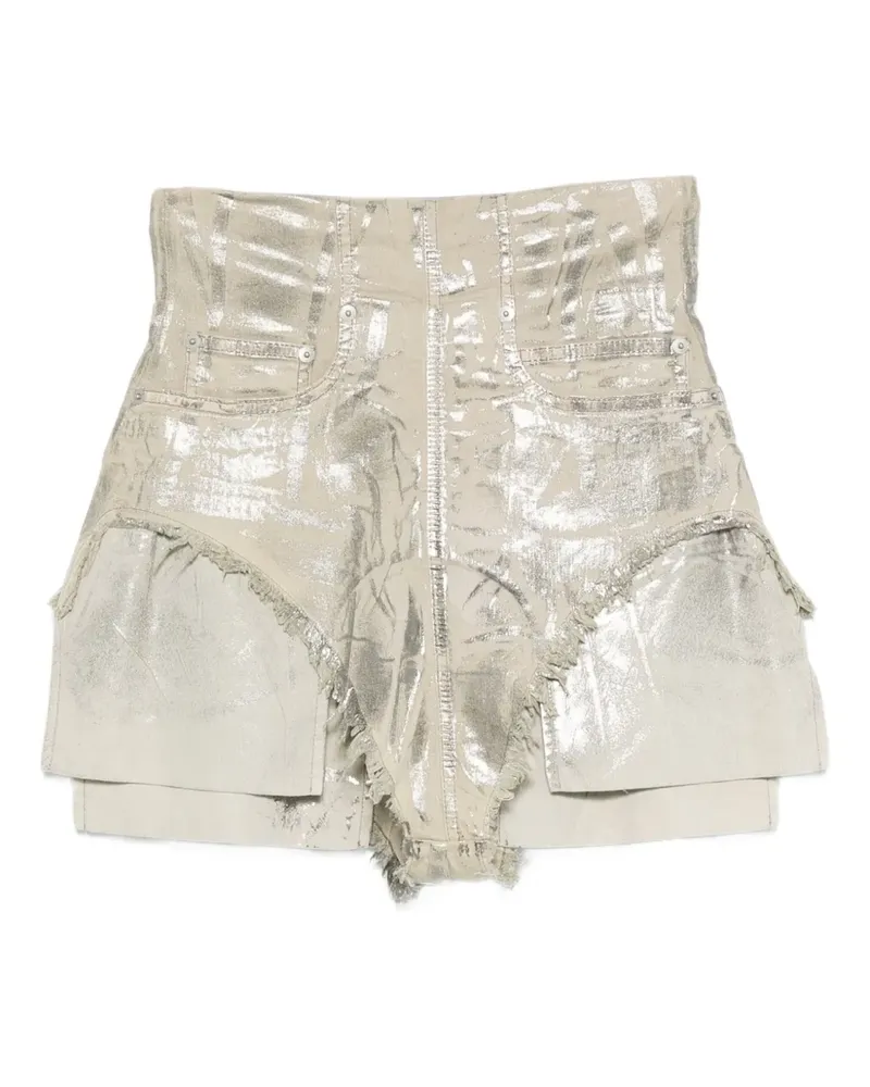 DRKSHDW by Rick Owens Ausgefranste Shorts im Metallic-Look - Grau Grau