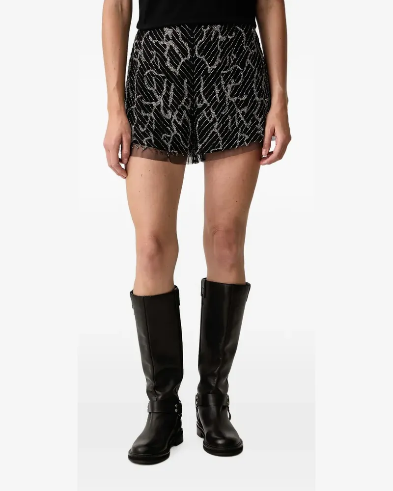 AllSaints Verzierte Shorts mit Tüllbesatz - Schwarz Schwarz