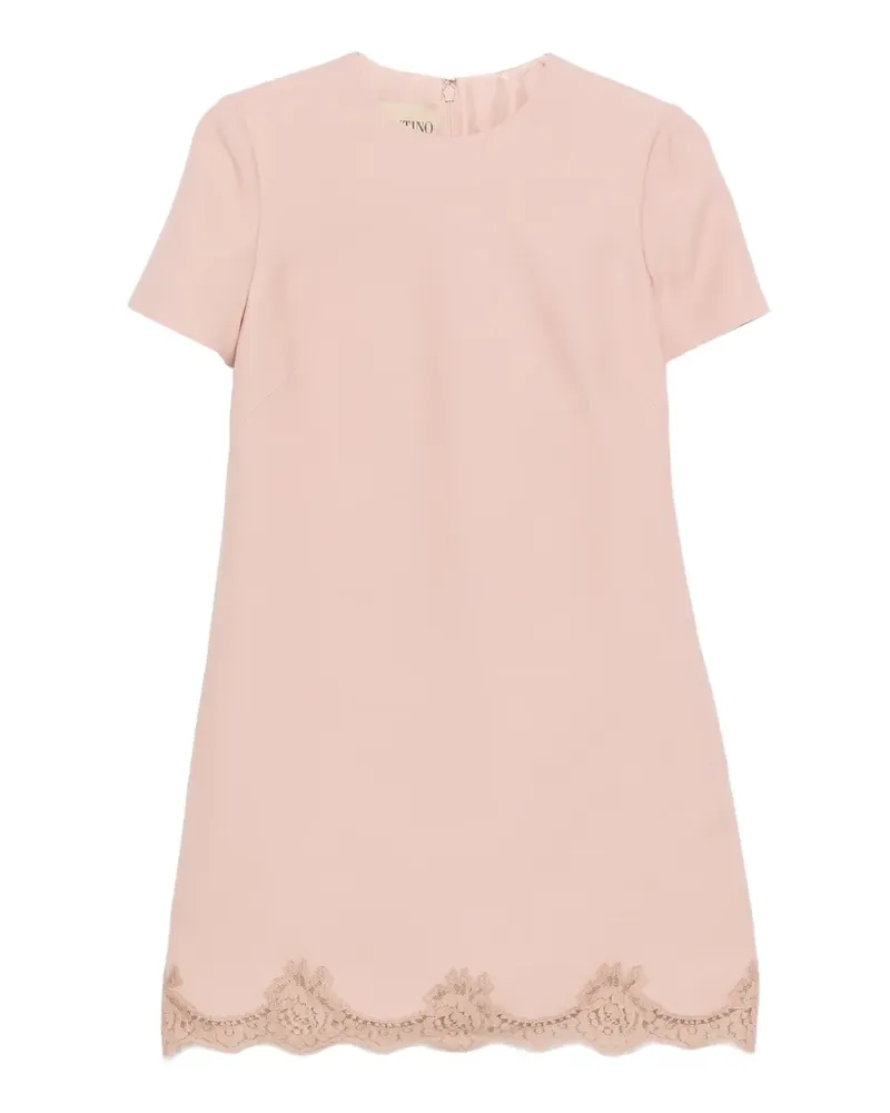 Valentino Garavani Rundhals-Minikleid mit Spitzenbesatz - Rosa Rosa