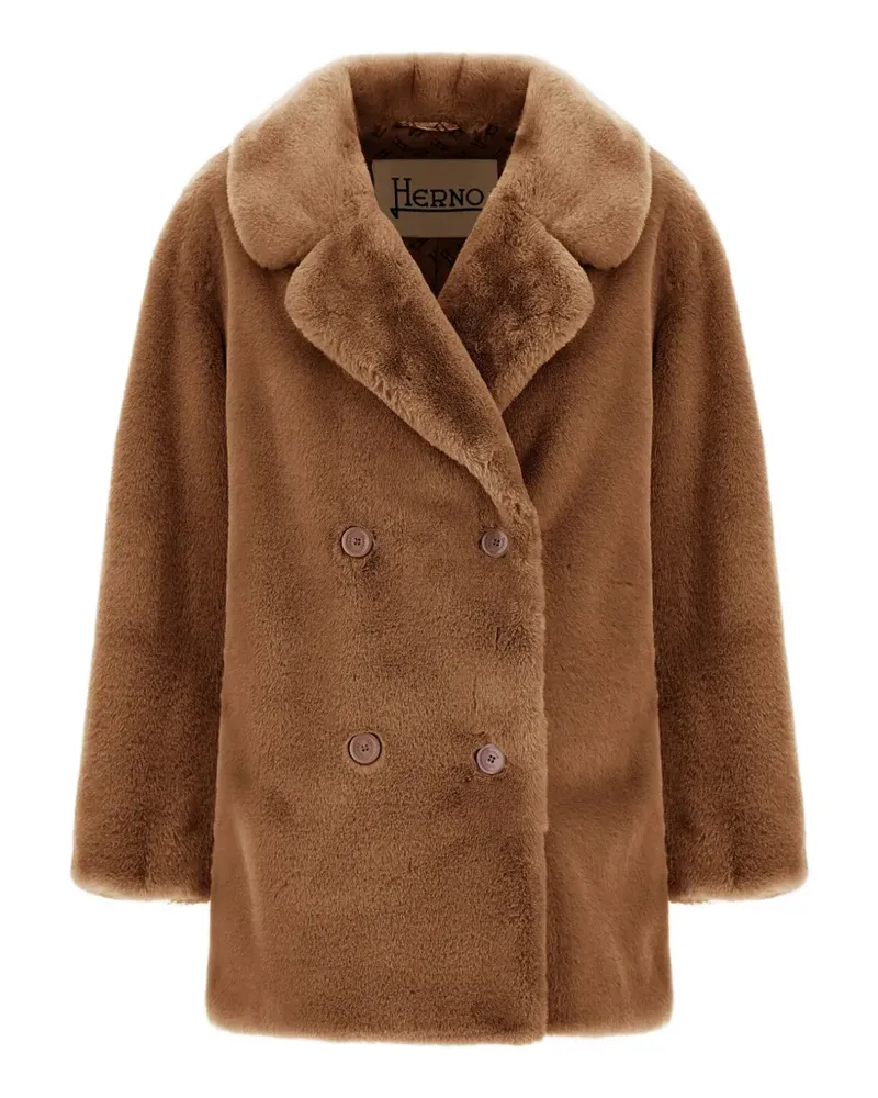 Herno Doppelreihiger Mantel aus Faux Fur - Braun Braun