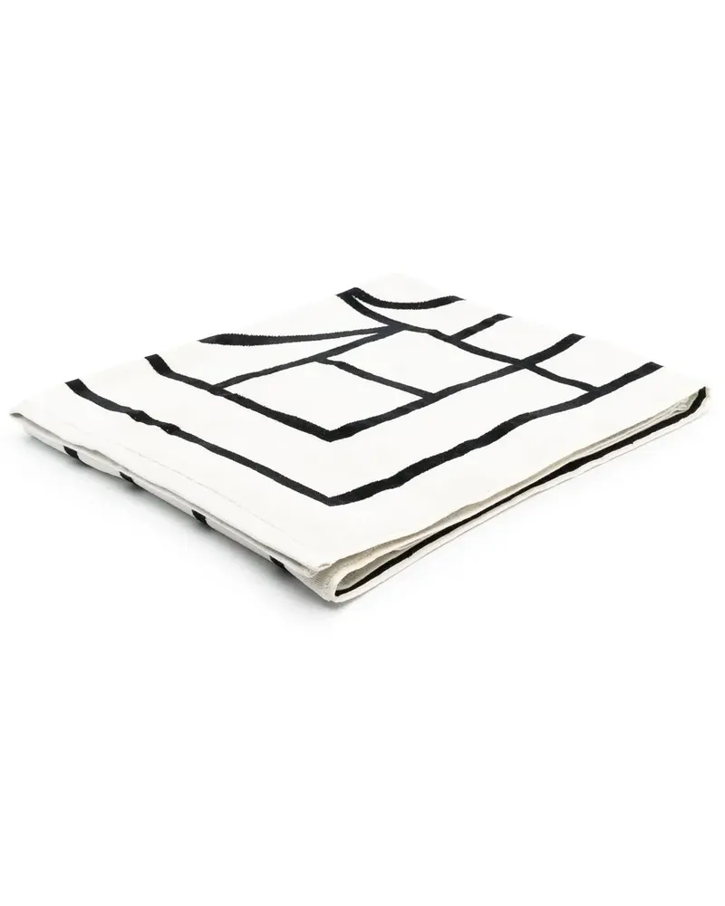 Totême Badetuch mit Jacquard-Logo - Schwarz Schwarz