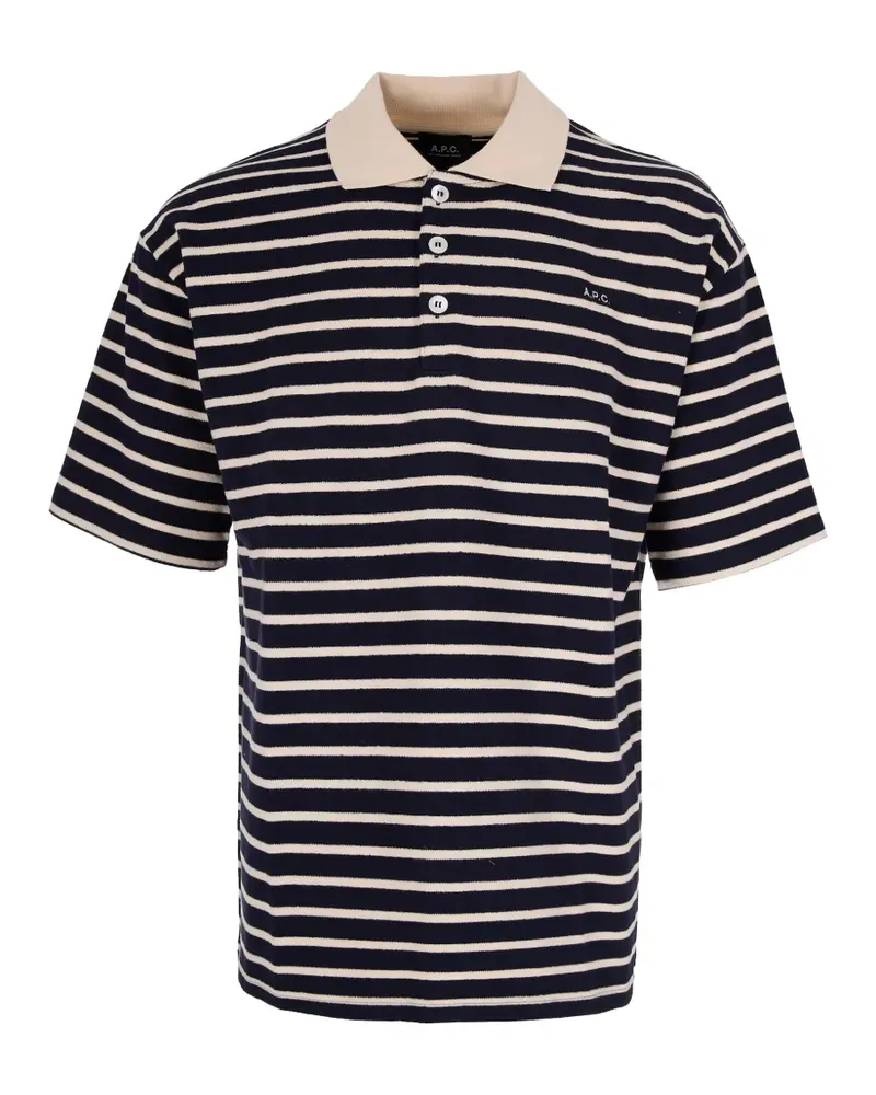 A.P.C. striped cotton polo shirt - Blau Blau