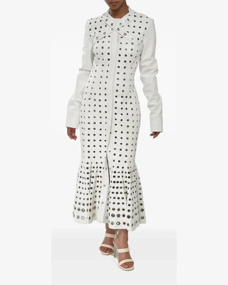 OFF-WHITE eyelet-embellished belted midi dress - Weiß Weiß