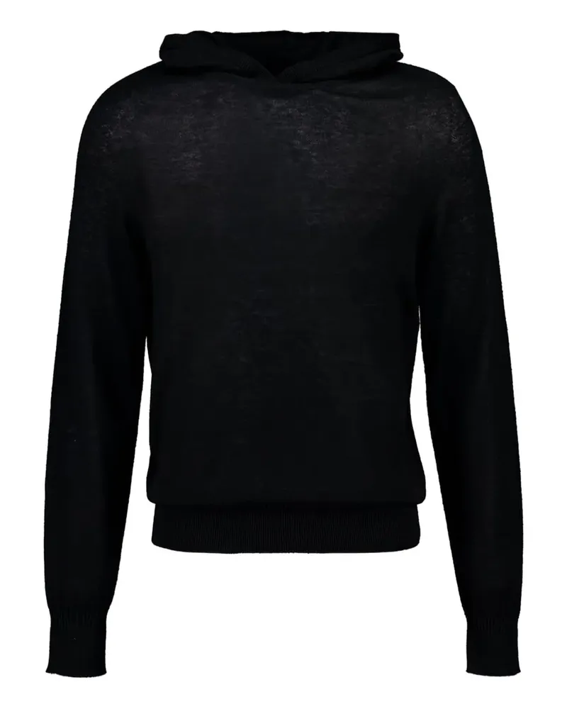 120% Lino Langärmeliger Hoodie - Schwarz Schwarz