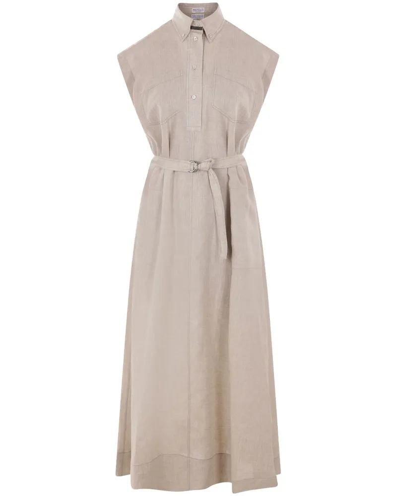 Brunello Cucinelli Kleid aus Leinen - Nude Nude