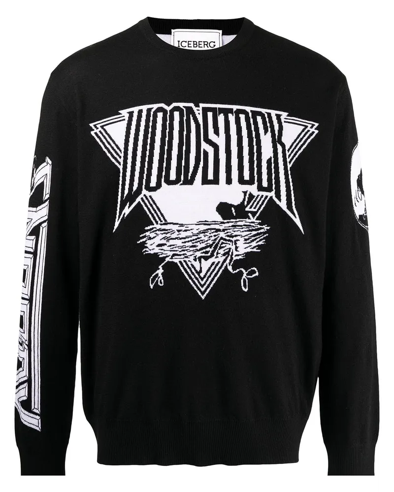 Iceberg Pullover mit "Woodstock"-Print Black