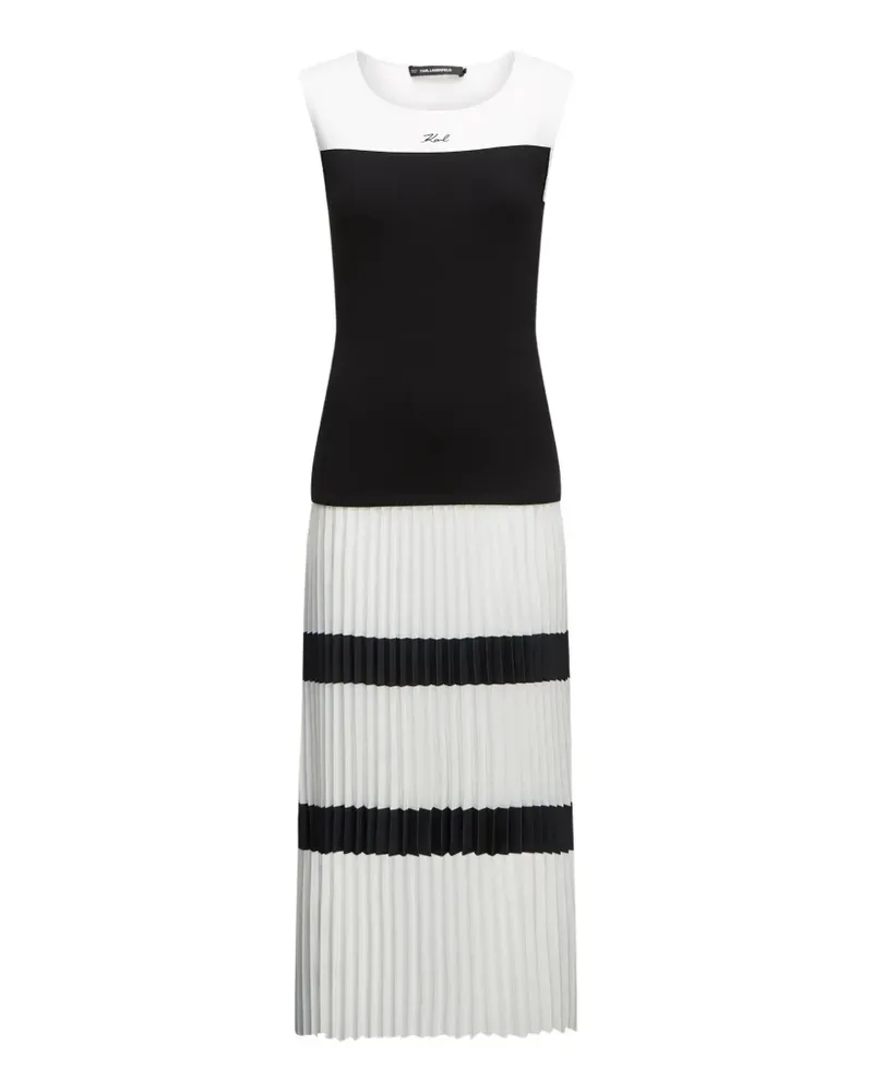 Karl Lagerfeld Faltenkleid in Colour-Block-Optik - Weiß Weiß