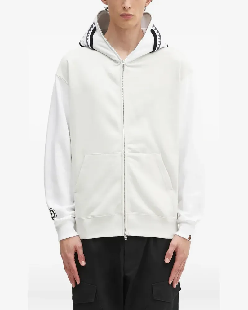 BAPE Kapuzenjacke mit Hai-Muster - Weiß Weiß