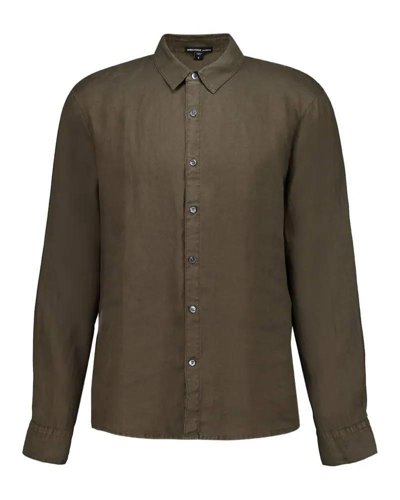 James Perse long-sleeve linen shirt - Grün Grün