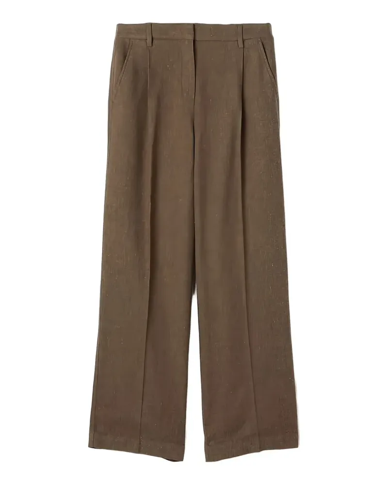 James Perse wide-leg pleated twill trousers - Braun Braun