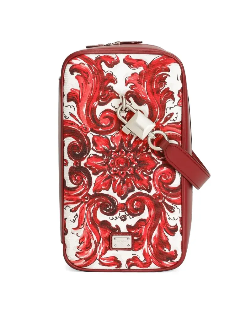 Dolce & Gabbana Handtasche aus Canvas mit Majolica-Print - Rot Rot