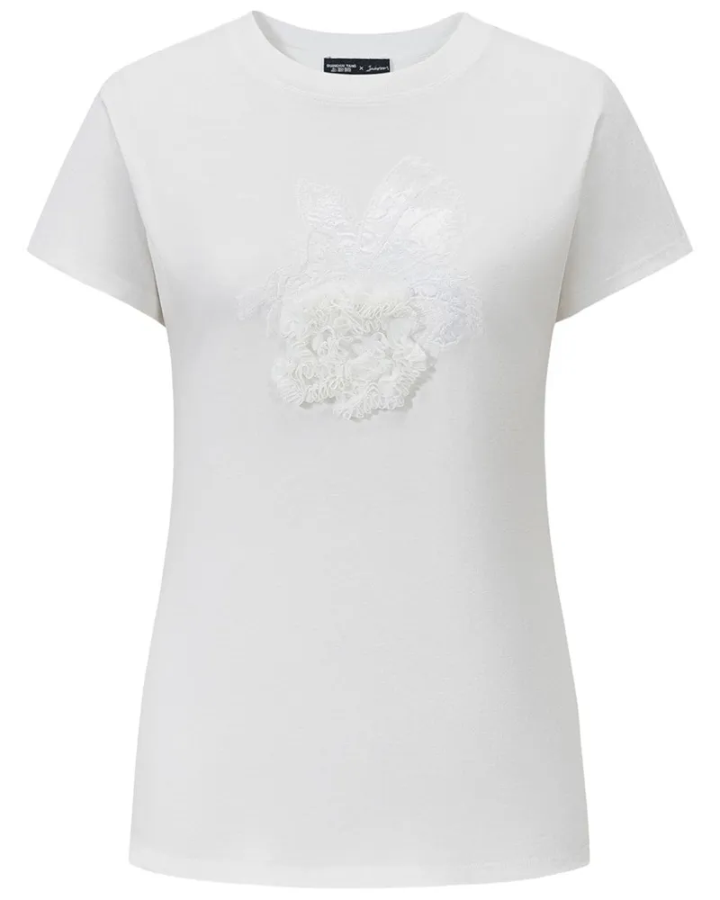 Shanghai Tang x Jacky Tsai T-Shirt mit Rüschen Weiß