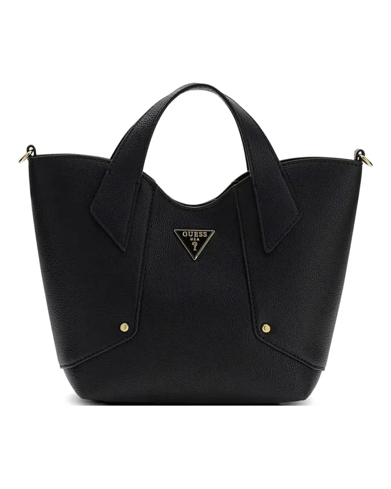Guess Handtasche mit Logo-Schild - Schwarz Schwarz