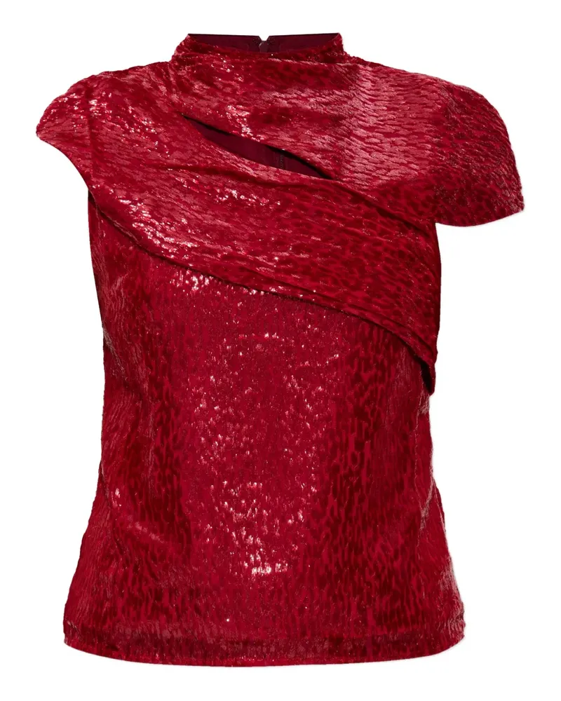Self-Portrait Drapierte Lurex-Bluse - Rot Rot