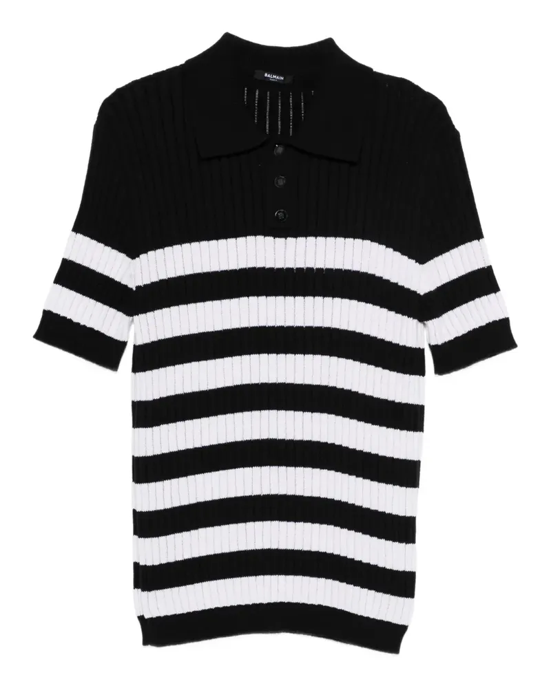 Balmain striped-pattern polo shirt - Schwarz Schwarz