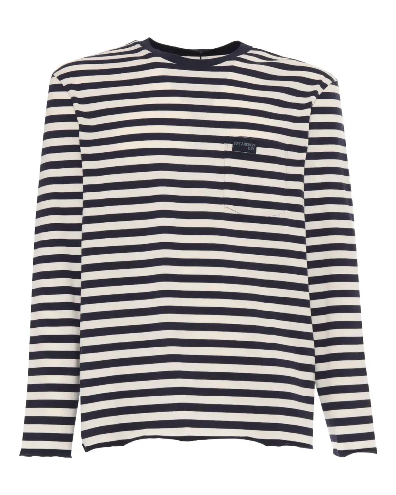 Fay Gestreiftes T-Shirt - Schwarz Schwarz