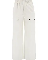 Ferragamo Leinenhose mit weitem Bein Weiß