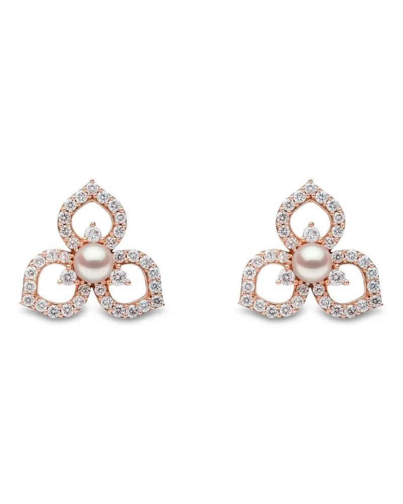 YOKO London 18kt Rotgoldohrringe mit Akoya-Perlen und Diamanten - Rosa Rosa