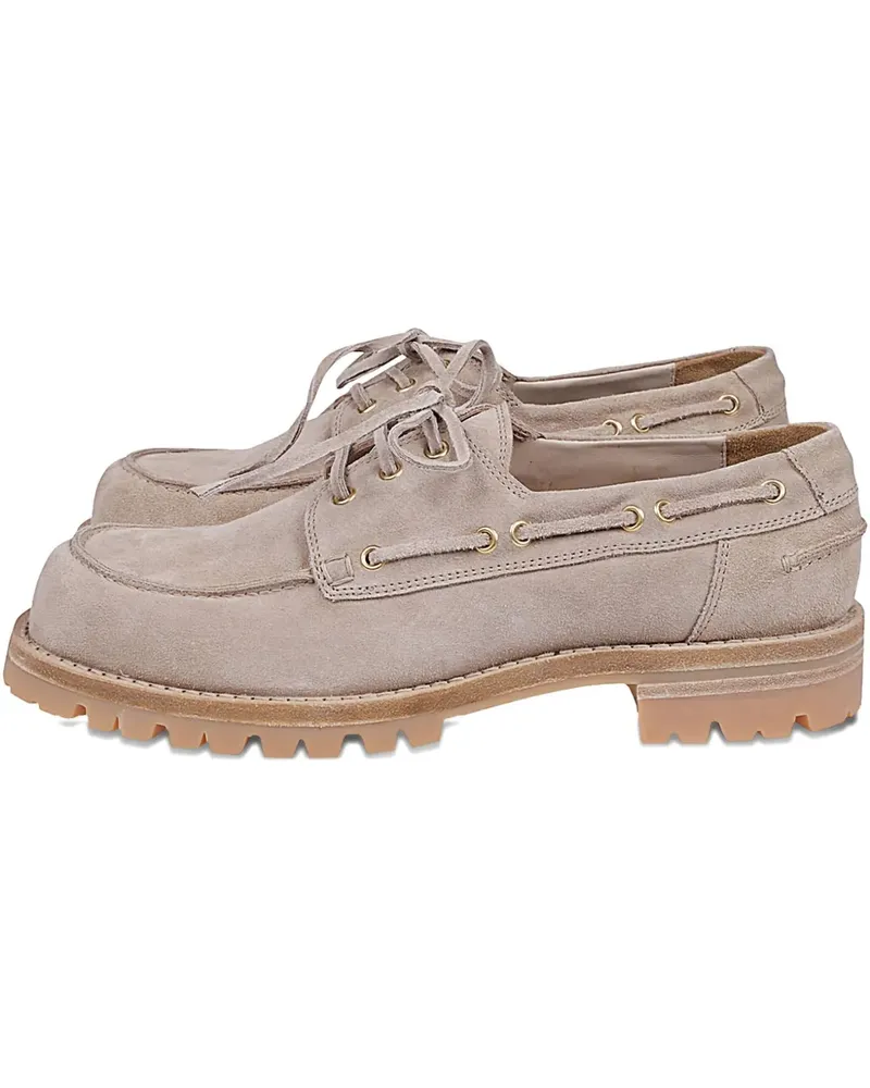 Eleventy lace-up leather boat shoes - Nude Nude