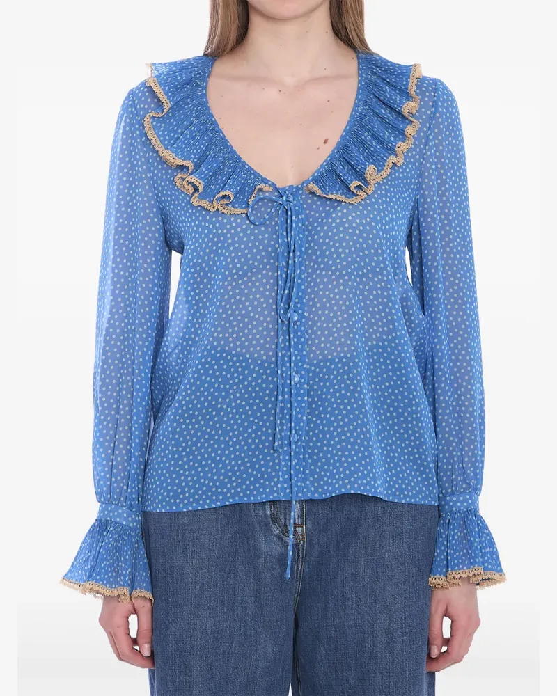 Valentino Garavani Seidenbluse mit Polka Dots - Blau Blau