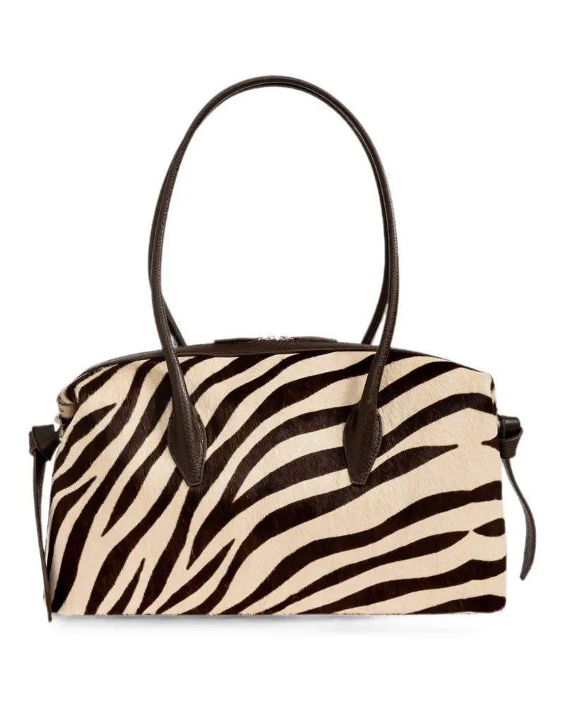 YUZEFI Brioche Schultertasche mit Zebra-Print - Nude Nude