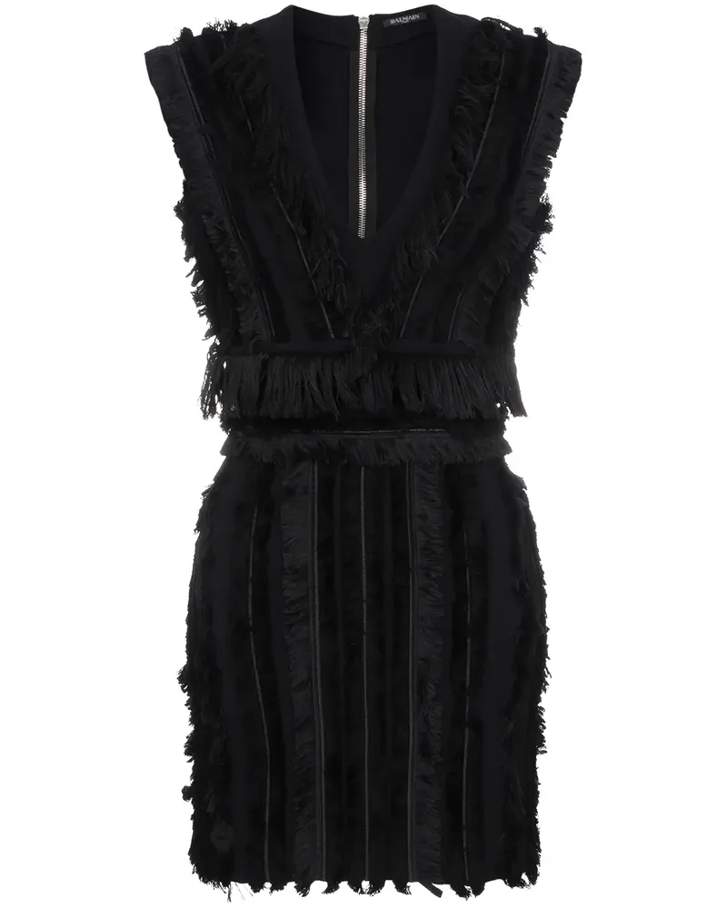 Balmain Minikleid mit Fransen - Schwarz Schwarz