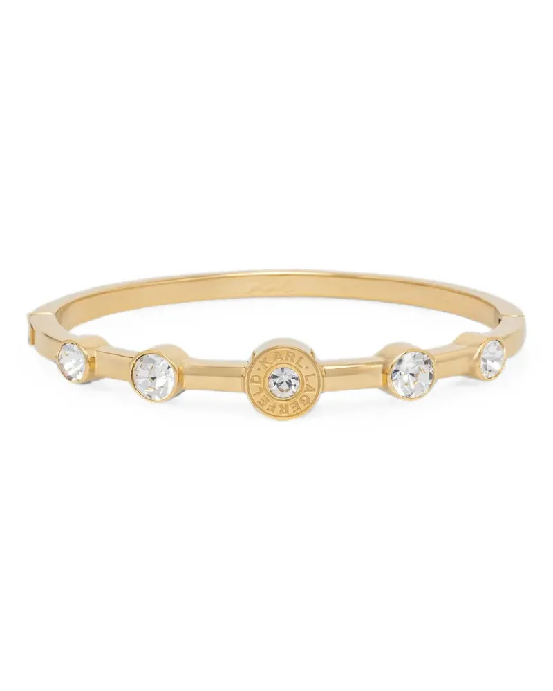 Karl Lagerfeld crystal-embellished logo-engraved bracelet - Gold Gold