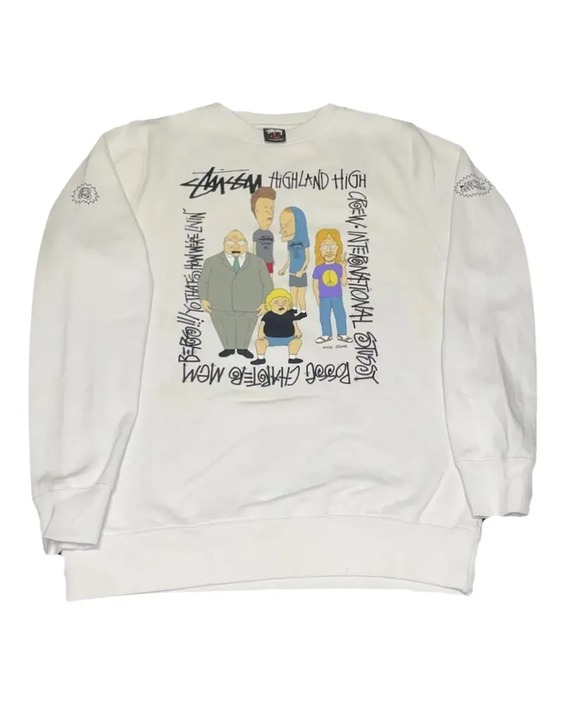 Stüssy x Beavis and Butthead Sweatshirt mit Print - Weiß Weiß