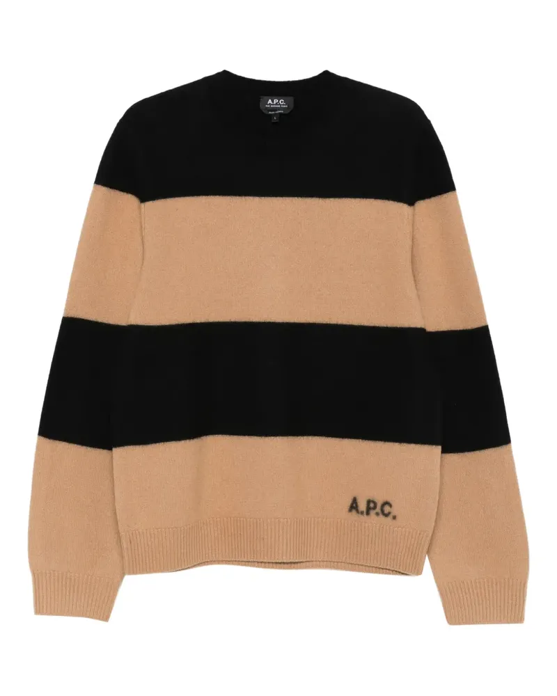 A.P.C. Gestreifter Kaschmirpullover - Nude Nude