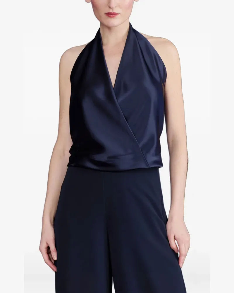 Talbot Runhof halterneck satin blouse - Blau Blau
