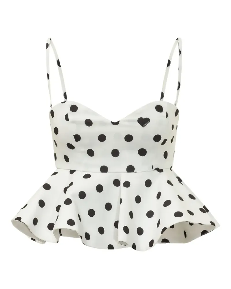 Fiorucci polka-dot peplum top - Weiß Weiß