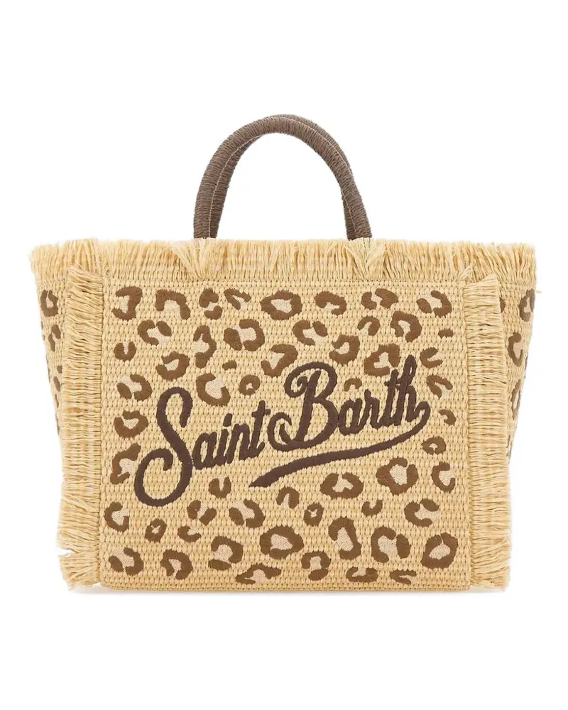 MC2 Saint Barth leopard-print fringed tote bag - Nude Nude