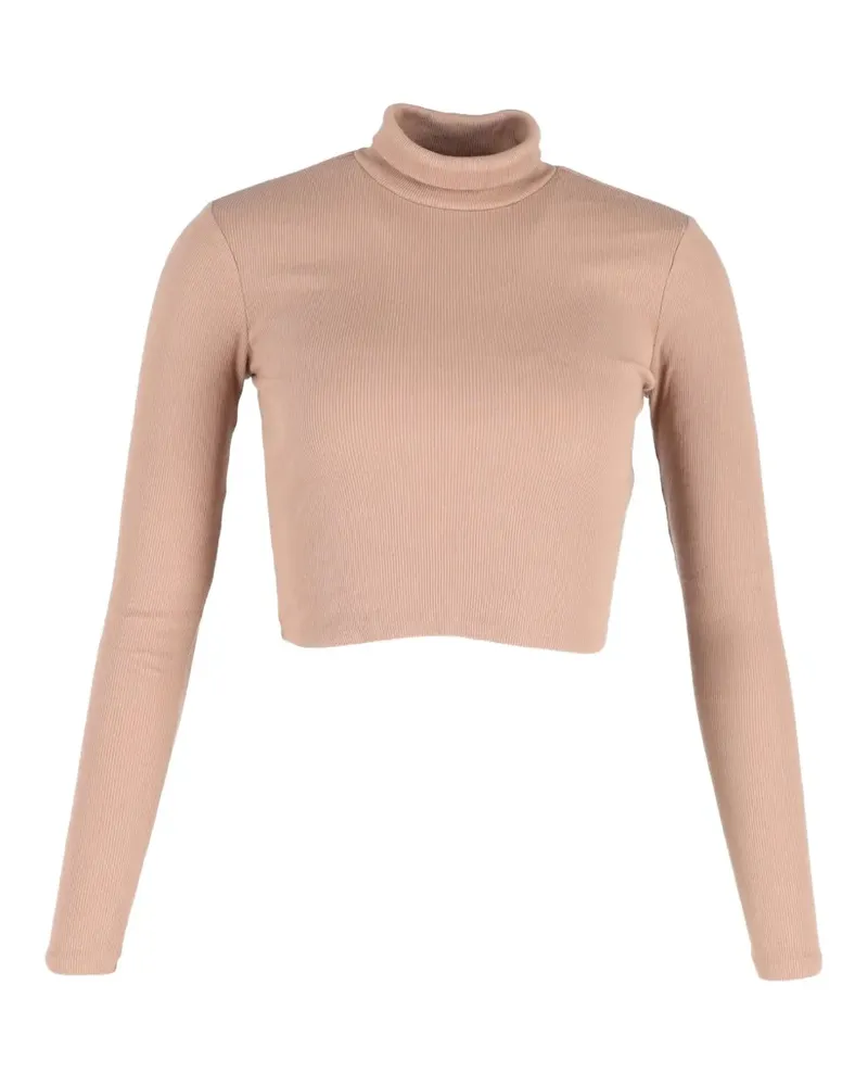 Reformation ribbed turtleneck cropped sweater - Nude Nude