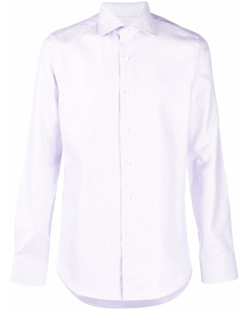Canali Hemd mit Waffeloptik Weiß
