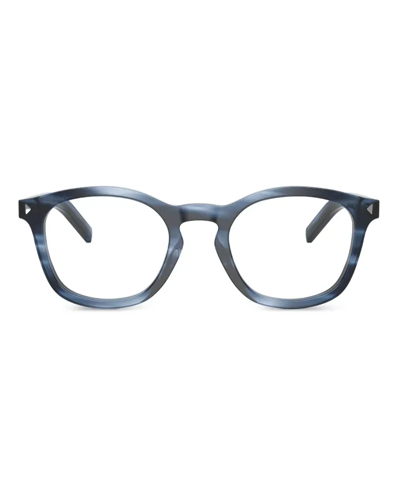 Prada Runde Brille mit Logo-Gravur - Blau Blau