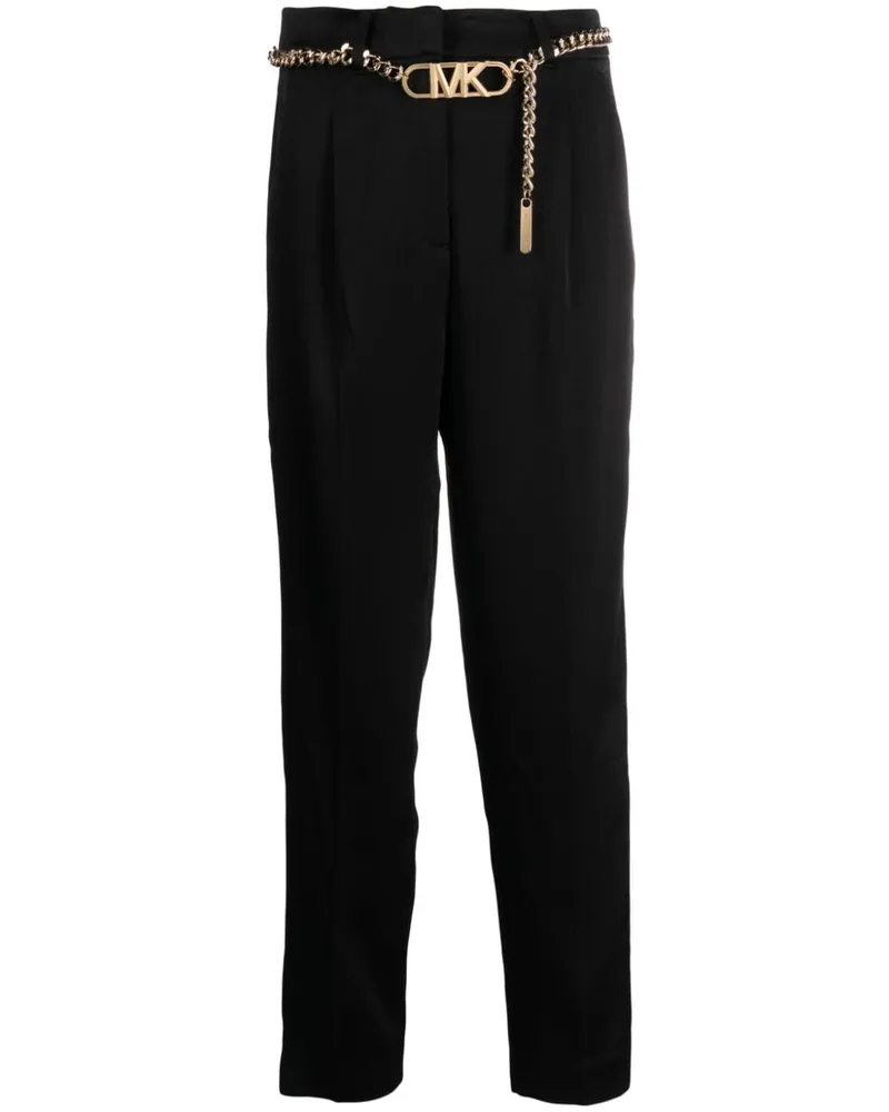 Michael Kors Tapered-Hose mit Logo-Schild - Schwarz Schwarz
